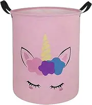 DUYIY Round Laundry Hamper Storage Basket Laundry Organizer Hamper Storage Bins Clothes and Toys Box Nursery Hamper Gift Basket For Kids with Handles