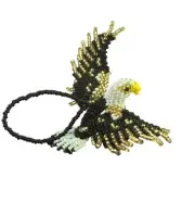 Spirit of Nature Ornament- BALD EAGLE- seed beads - black white gold yellow