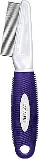 CONAIRPRO dog & cat Pet brush for Flea and Tick Removal, 1/2" Stainless Steel Comb with Memory Grip Handle, Purple