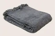 Acrylic Chenille Tassel Knitted Blanket Bed Sofa Throw Rug 150 x 200 cm (Grey)