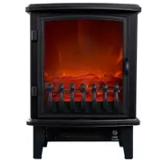 Heller 1800 W Freestanding Electric Fireplace Heater with Flame Effect (Black)