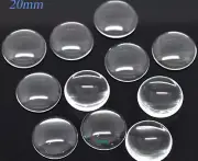 20 Transparent Round Flatback Glass Cabochon Dome 20mm No Hole Crafts
