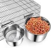 Crate Food and Water Bowl, ShineMe 2 Pack Stainless Steel Hanging Pet Bowls for Crates Kennels Cages, Metal Dog Crate Bowls Hanging No Spill for Medium and Large Pets (7.1 * 3.5” & 5.5 * 3.2”)