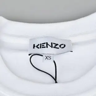 【KENZO】KENZO彩色刺繡LOGO字母設計純棉長袖大學T恤(女裝/白)