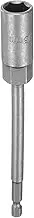 uxcell Nut Driver Drill Bit 13mm Metric Impact Socket 1/4" Hex Shank 6" (150mm) Extra Long 6-Point Sockets Quick-Change CR-V Steel Bolt Setter for Power Drill Drivers