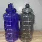 (2)Motivational Water Bottle BPA Free 1 Gallon with Straw and Time Tracker Gym