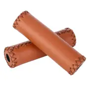 Hot (Brown) Leather Grips Bike Grips Artificial Leather Sewing Push