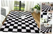Black and White Area Rugs, 4x6 Fluffy Rugs for Bedroom Living Room, Soft