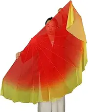 [Hcclijo] Belly Dance Big Size Fan Veil Soft Chiffon Fabric Fans Bendable Stick Stage Performance Props Dance Accessories