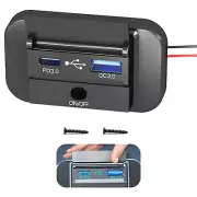 DC 12-24V Dual USB Port Car Fast Charger Socket Power Outlet LED Waterproof NEW