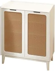 Shoe Cabinet Wooden Double Door Shoe Cabinet for Entryway Storage, Personalized Rattan Woven Breathable Entryway Cabinet Saves Space Shoe Rack
