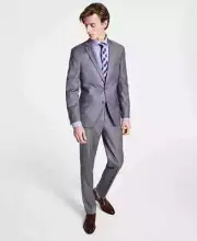 $395 Kenneth Cole Reaction Men Light Grey Techni Cole Slim Fit Suit 38R 31 x 32