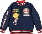 [Nintendo] Super Mario Bros Boys Bomber Jacket, Zip-Up Varsity Jacket for Kids and Toddlers