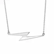 Sterling Silver Lightening Necklace 18" Cable Chain 38mm Wide Shiny Finish
