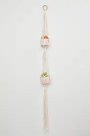 Beige Double Macrame Plant Pot Hanger