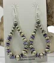 Navajo Earrings Wampum Shell Earrings, Sterling Silver Navajo Pearl Earrings