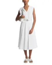 Michael Michael Kors Poplin Belted Midi Dress