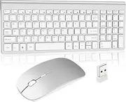 Wireless Keyboard and Mouse Combo, Full Size Keyboard with Numeric Keypad, Whisper Quiet, Wireless Keyboard with Mouse with USB Receiver for PC/Laptop/Desktop/TV/Windows