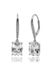 SYDNEY SOIRÉE ELAINE CUSHION CUT DROP EARRINGS SILVER