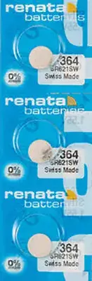 3 x Renata 364 Watch Batteries, SR621SW Battery | Shipped from USA