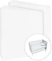 2X Jersey 100% Cotton Fitted Sheet for 140 x 70 cm Toddler Baby Cot Bed Mattress (White)