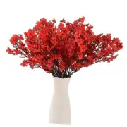Artificial Baby Breath Flowers 4pcs Red Fake Gypsophila Bouquets Silk