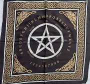 Ouija Board Table Altar Cloth 21" x 21" Pentacle Pentagram