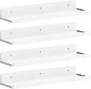 Floating Shelves for Wall, 4 Pack White Acrylic Shelf 15" Room Decor for Bookcas