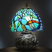 Ppbmocw Tiffany Dragonfly Table Lamp, Small Stained Glass Lamp for Living Room, Bedside, 8 Inch Vintage Mushroom Lights Included 3 Color Temperatures Dimmable E27 LED(Ears of Wheat)