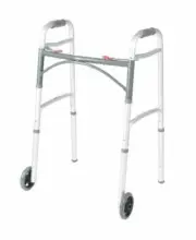 Drive 102101 Deluxe Two Button Folding Walker with 5 inch Wheels - Brand New