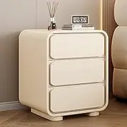 Nightstand with 3 Drawers, Mid-Century Modern End Table, Tall Modern Bedside Table, Wood Night Stand with Solid Wood Leg for Bedroom, Office(A,50 * 40 * 55CM)