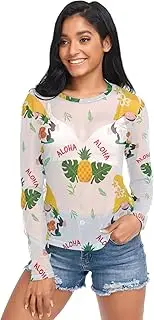 [RPLIFE] Whimsical Gnomes Bright Womens Mesh Long Sleeve Top, Sexy Mesh Top S-XXL