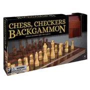 Classic Games Deluxe Backgammon, Chess and Checkers Board Game