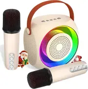 Kids Karaoke Machine, Mini Bluetooth Karaoke Speaker with 2 Wireless Microphone