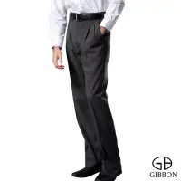 在飛比找Yahoo奇摩購物中心優惠-GIBBON 經典紳士素面舒適打摺西裝褲‧深灰