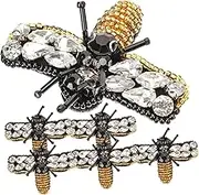 Veemoon 6pcs Decorative Patches Embellishments DIY Sew Garment Applique Beaded Patches Applique Fabric Patch Cute Bee Shape Embroidery Patches Backpacks Appliques Clothing Bees Hat Acrylic