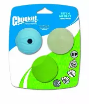 Chuckit FETCH BALL MEDLEY 2 inch Pack Small Dog Toy Whistler-Erratic-Fetch