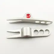 Calsgkspray 1 Pc Silver Golf Ball Fork Pivot Divot Repair Tool Compatible Divot Tools, Golf Divot Tools, On-Course Accessories