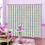 Fuzzy Color Pink Circle Printing 3D Blockout Curtains Fabric Window Home Decor