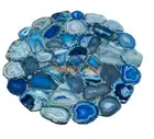 Round Blue Agate Beautiful Coffee Table Top Stone Art Interior Furniture Table