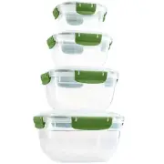 Superio Plastic Airtight Food Storage Containers, Set of 4, Square, Green