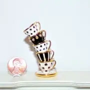 Dollhouse Miniature Ceramic Cups 14KG Trim Whimsical Stacked 1:12 Scale OOAK New