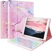 FUWANG Keyboard Case for iPad 9th 8th 7th Generation 10.2 inch, Detachable 7 Colors Backlit for iPad 9th Generation Case with Keyboard, Keyboard Cover for iPad Pro 10.5"/Air 3rd Gen with Pencil Holder