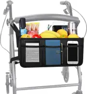 Rollator Basket with Cup Holder, Easy to Use Rollator Accessories Folding Storag