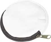 [sourcing map] Mini Canvas Coin Purse Pouch, 3.9" Blank Round Mini Coin Wallet Small Change Purses Portable Organizer Bags with Zipper for Women Men Home DIY, White, White, a24111800ux2108