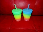 Set of 2 8oz Kids BPA Free Silipint Silicone Cups with Straws & Lids *BRAND NEW