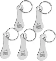 [CLISPEED] 5pcs Stainless Steel Trolley Token Keychain Chic Keyring for Grocery Carts Easy to Carry Shopping Accessories Secure Attachment for Everyday Use
