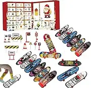 Finger Skateboards Advent Calendar 2024 - Finger Mini-Skateboard Advent Calendar, 24 Days Deck Truck Finger Board Skate Toy Countdown Calendar for Kids