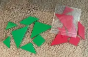 2 Tangram puzzles (1 red & 1 green - 7 plastic pieces each) math tool