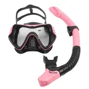 Diving Mirror Breathing Tube Set for Men and Women New Adult Large Frame Silicone Face Mirror Swimming Submarine Mask-Pink